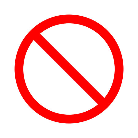 PICTOGRAM FORBIDDEN SIGN, SIGNAL RED CIRCLE WHITE BACKGROUND