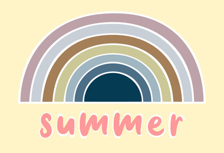 PASTEL SUMMER VINTAGE RAINBOW, WHITE BORDER