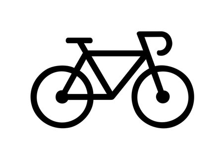 Bicycle icon isolated, black with white backgroundのイラスト素材