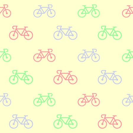 Different color of bicycle with yellow background.のイラスト素材