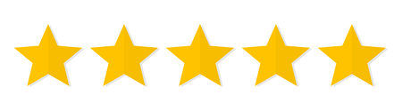 RATING ICON FIVE YELLOW STARS WITH SHADOW