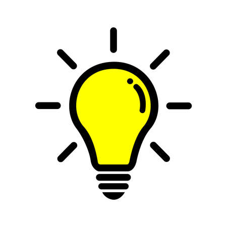 YELLOW AND BLACK LIGHT BULB IDEA CONCEPT ICONのイラスト素材