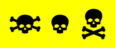 SKULL AND CROSSBONES, POISON ICON, INTERNATIONAL PIRATE SYMBOLのイラスト素材