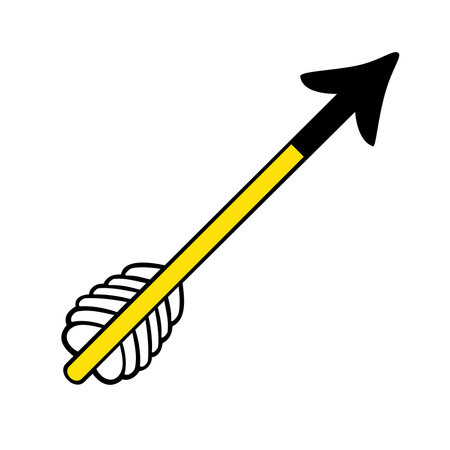DRAWING OF AN ARROW WITH FEATHERS AND BLACK TIPのイラスト素材