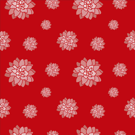 <p>Seamless pattern with red lotus flowers on red background.</p>のイラスト素材