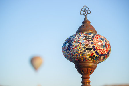 Middle Eastern style lamp, typical glazed lamp from Turkeyの写真素材