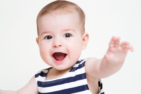 Beautiful smiling cute baby girlの写真素材