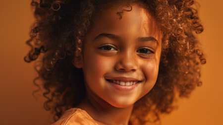 Radiant child with a flawless grin in a dental-themed portrait.の素材