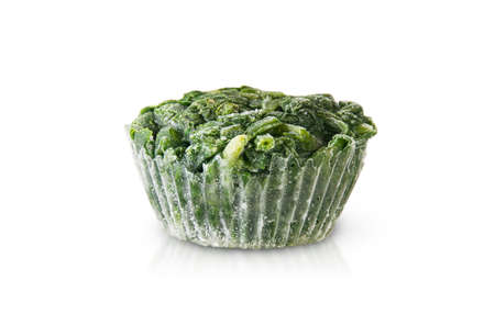 A Block Of Frozen Spinach Isolated On White Backgroundの写真素材