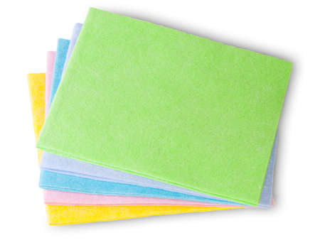 Multicolored Cleaning Cloths Isolated On White Backgroundの写真素材