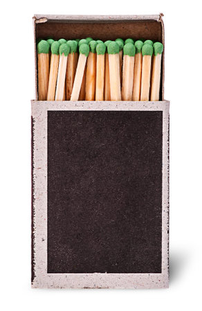 Open box of matches vertically isolated on white background