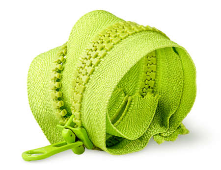 Rolled in ring zipper isolated on white backgroundの写真素材