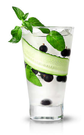 Cucumber currant and mint lemonadeの写真素材