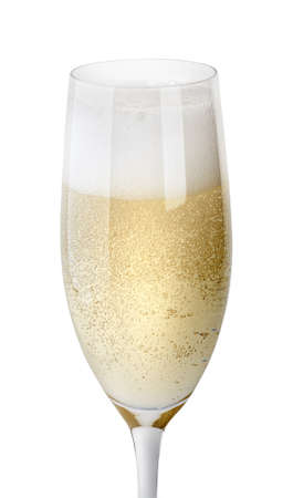 Closeup of glass of champagne with foamの写真素材