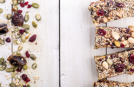 Granola bar with ingredients