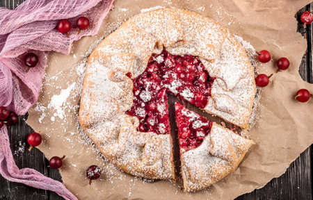 Top view of gooseberry galetteの写真素材