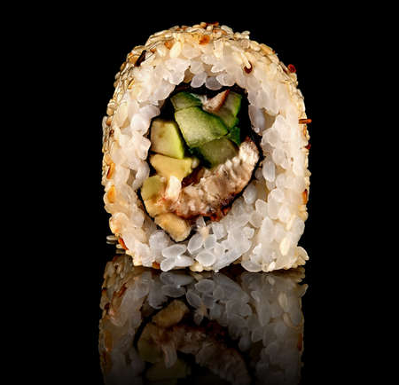 Single sushi roll californiaの写真素材