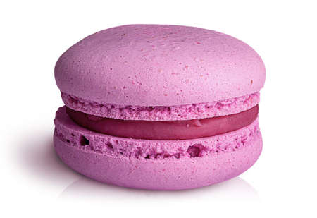 One pink macaroon front view on white backgroundの写真素材