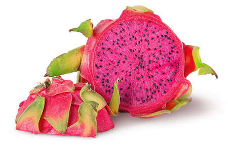 Dragon fruit two pieces isolated on whiteの写真素材
