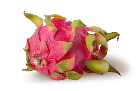 Dragon fruit horizontally rotated isolated on white backgroundの写真素材