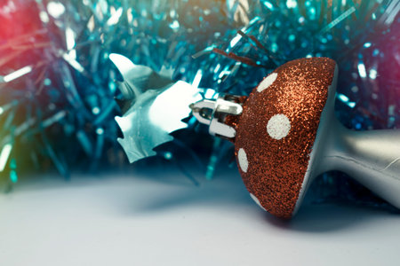 Christmas Background with tree decorations. Christmas cardの写真素材