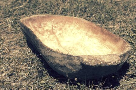 Traditional Wooden Dough Troughの写真素材