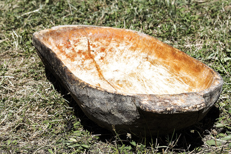 Traditional Wooden Dough Troughの写真素材