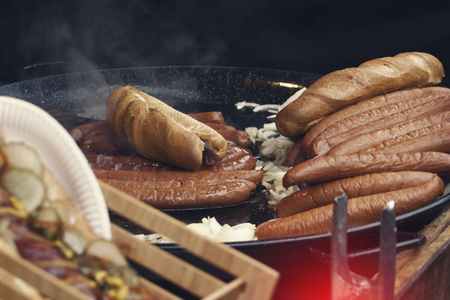 Sausages Street Food in London Camden Marketの写真素材