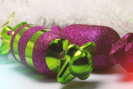 Christmas Background with tree decorations. Christmas cardの写真素材