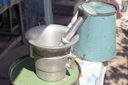 Traditional Garlic Smasher Called Piuaの写真素材