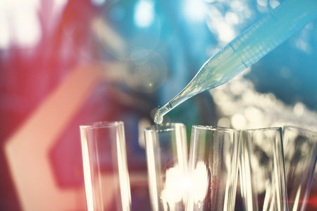 Pipette with fluid for cancer immunotherapy research cancer study and gene therapy