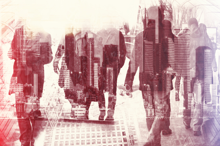 Abstract Image of Business People Walking on the Street Cityscape Conceptの写真素材