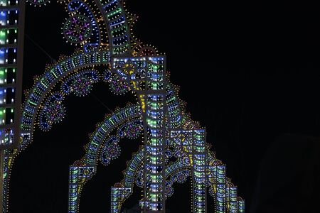 London Hyde Park Christmas lights, amusement park lightの写真素材