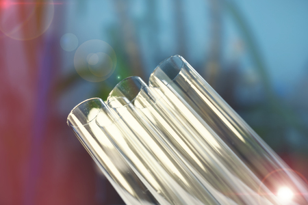 Colorful Laboratory Research Tubes with liquid for cancer research cancer immunotherapy and gene therapyの写真素材