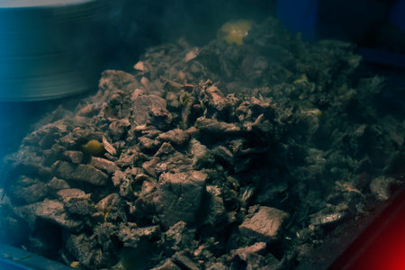 Spitted Pork Meat Street Food in Market, Borough Market Street Foodの写真素材