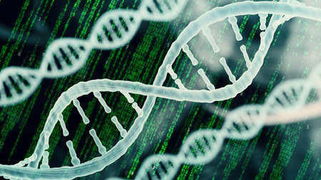 Biotechnology bioinformatics concept of DNA and protein letter background, DNA and protein sequence...