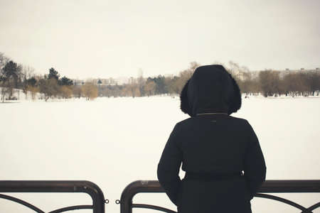 winter background with a personの写真素材