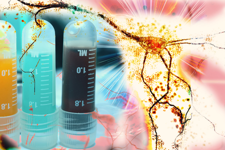 neuron research exploding degenerating neuron nervous system research brain neurons 3d renderingの写真素材