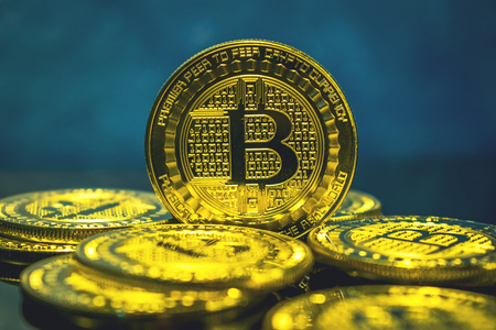 Bitcoin golden coin, cryptocurrency concept, bitcoin market concept, cryptocoins priceの写真素材