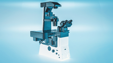 Modern microscope Inverted microscope 3d renderingの写真素材