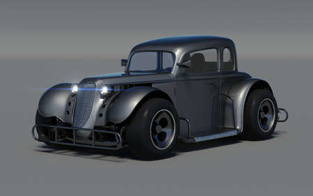 Rendering of a brand-less generic retro car in studio environmentの写真素材
