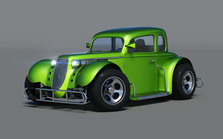 Rendering of a brand-less generic retro car in studio environmentの写真素材