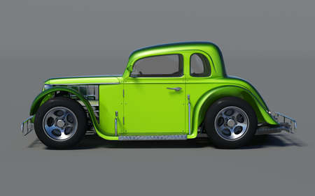 Rendering of a brand-less generic retro car in studio environmentの写真素材
