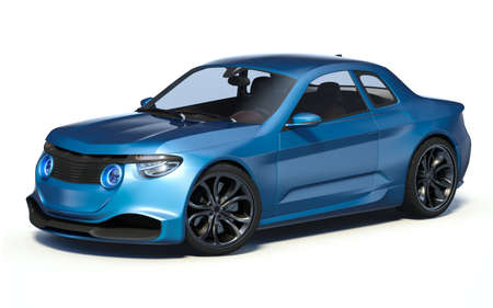 3D rendering of a brand-less generic concept car in studio environmentの写真素材