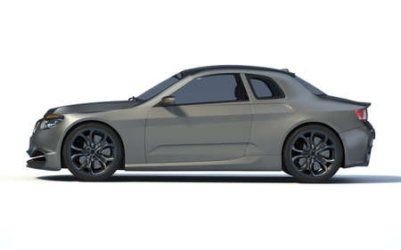 3D rendering of a brand-less generic concept car in studio environmentの写真素材