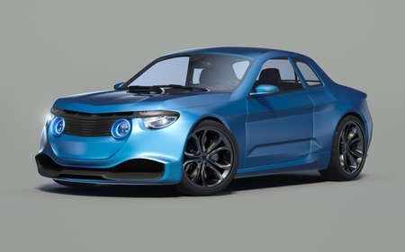 3D rendering of a brand-less generic concept car in studio environmentの写真素材
