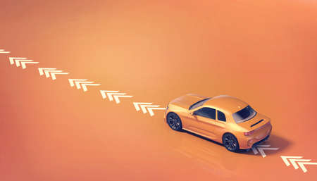 3D rendering of a brand-less generic concept car in studio environmentの写真素材