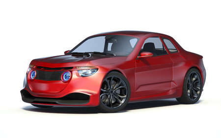 3D rendering of a brand-less generic concept car in studio environmentの写真素材