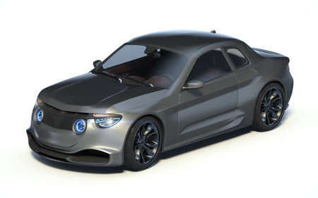 3D rendering of a brand-less generic concept car in studio environmentの写真素材