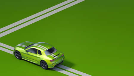 3D rendering of a brand-less generic concept car in studio environmentの写真素材